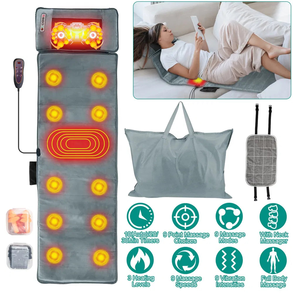 Full Body Massage Mat With Neck Kneading Massager - 10 Targeted Points & 3-Level Lumbar Heating - view 6