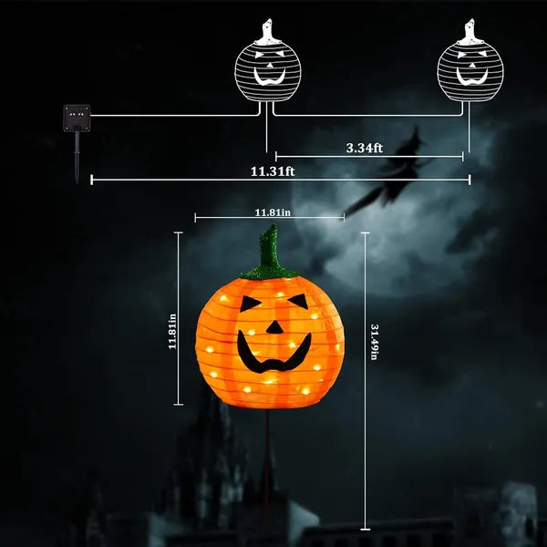 Solar Halloween Pumpkin LED Lights, Set Of 4 Big Pumpkin Stake Lights 2 Modes For Outdoor Halloween Pathway Yard Garden - view 5