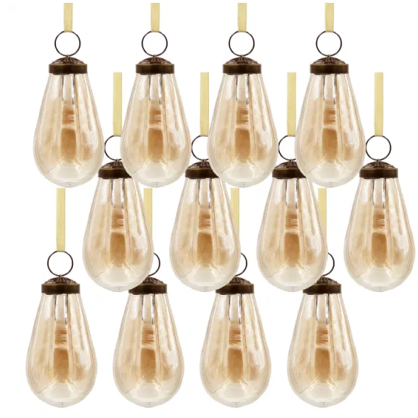 2 X 2 X 3.7 Luster Tear Drop Ornament, Glass Decorative Hanging Christmas Tree Ornaments For Holiday Party Decorations - view 10