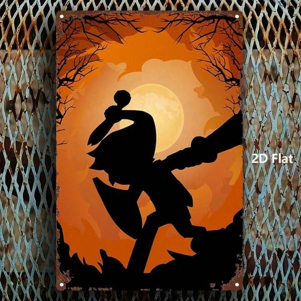 Halloween Link Silhouette Metal Sign 8x12 Inch, Sturdy 2D Flat Plaque, Spooky Wall Decor For Bedroom Bar Home Party - view 5
