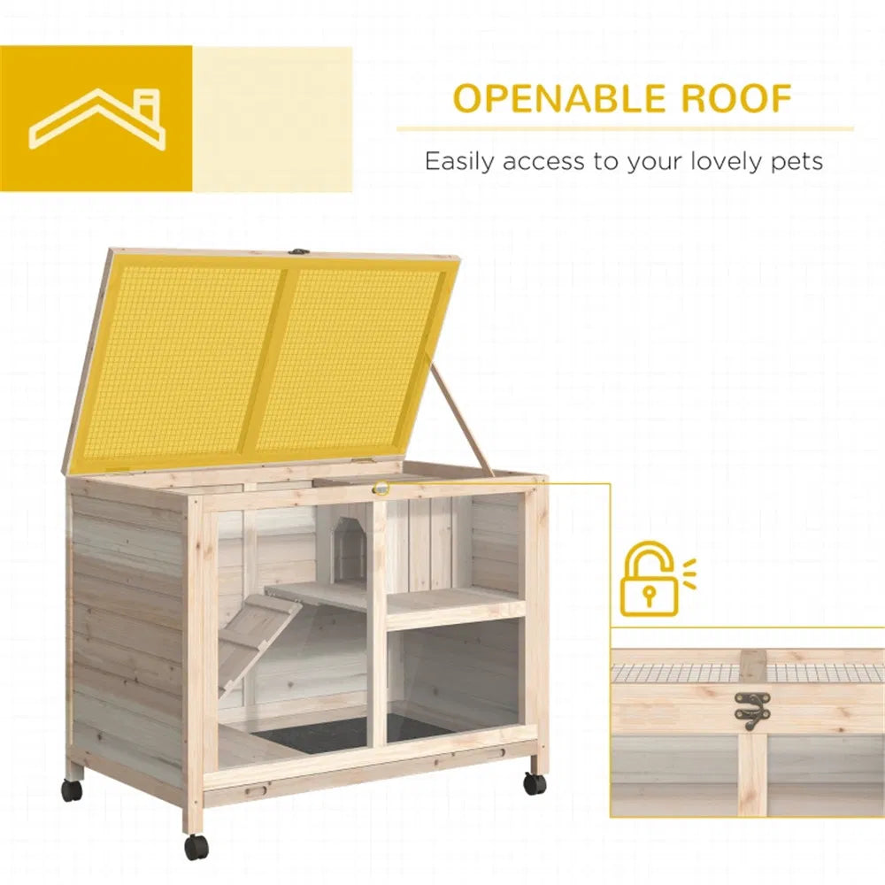 Pet cage / Wood Rabbit Hutch-Natural - view 7