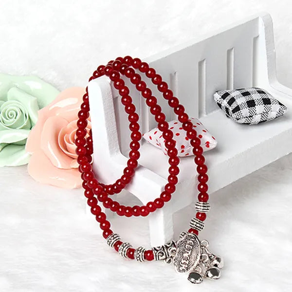Red Agate Beaded Good Lock Bracelet - view 4