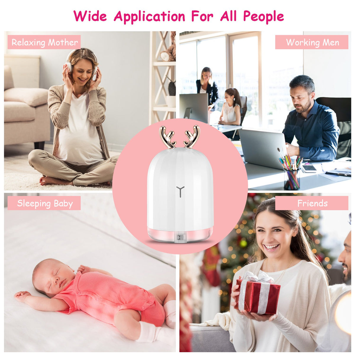 1Pc 220ml Cool Mist Humidifier Ultrasonic Air Diffuser Atomizer With 7 Color Breathing Lights Auto Off Office Home Yoga - view 7