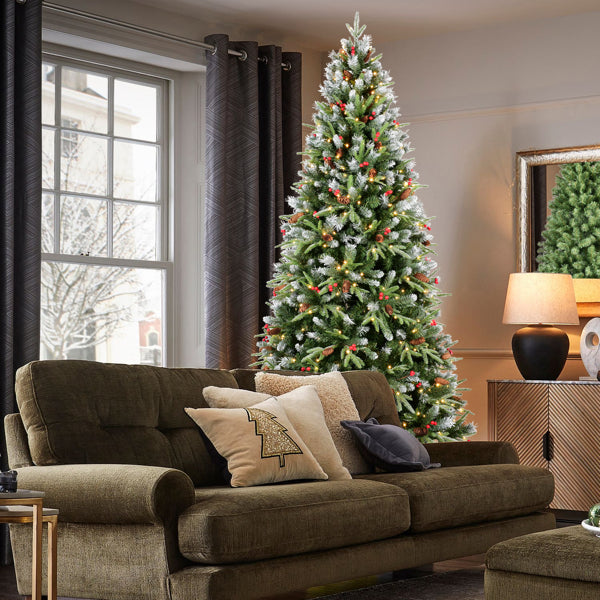 Artificial 6ft Green LED-lit Christmas Tree With 1593PE/PVC Mixed Branch Tips,Red Fruit And Pine Cone - view 5