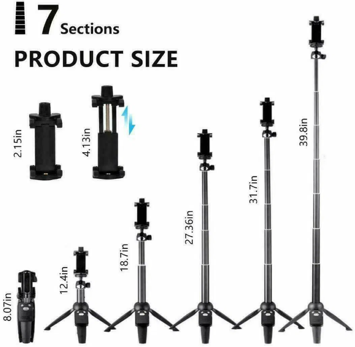Selfie Stick Tripod 40 Bluetooth Remote Portable For IPhone And Android Phones - view 6