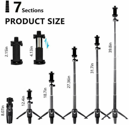 Selfie Stick Tripod 40 Bluetooth Remote Portable For IPhone And Android Phones - view 6