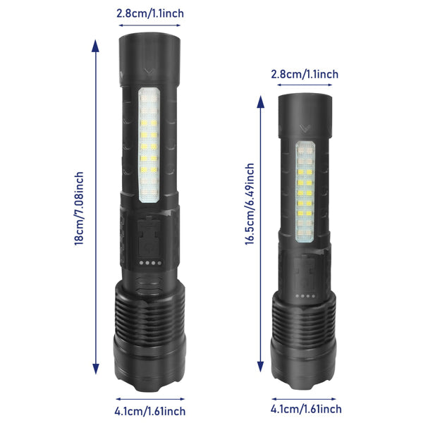 2Pack-USB Rechargeable LED Flashlight Adjustable Focus Camping Hiking Outdoor Flashlight Work Light Logistics - view 2