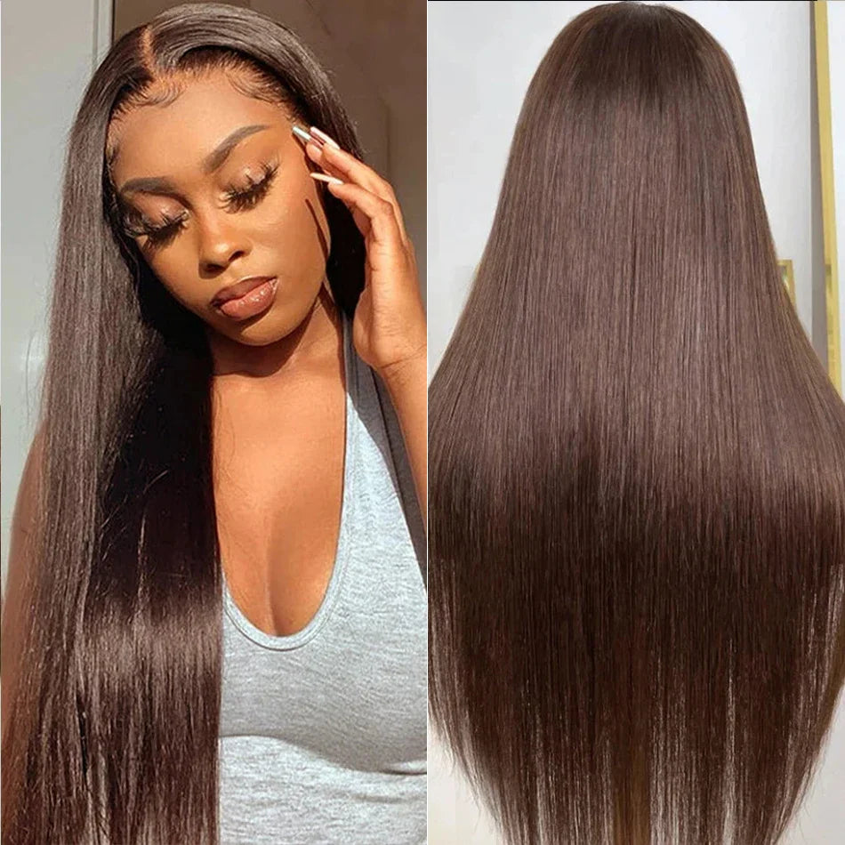4x4 Lace Straight Human Hair Wig, Brown, Density - view 3