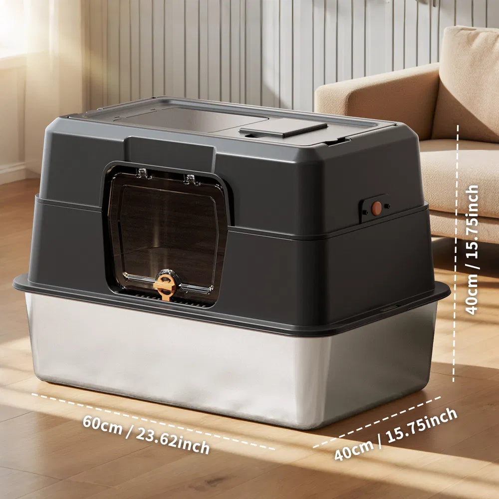 2025 Must-Buy Fully Enclosed Stainless Steel Cat Litter Box, Odor-Proof, Anti-Splash, Spacious For Large Cats - view 7