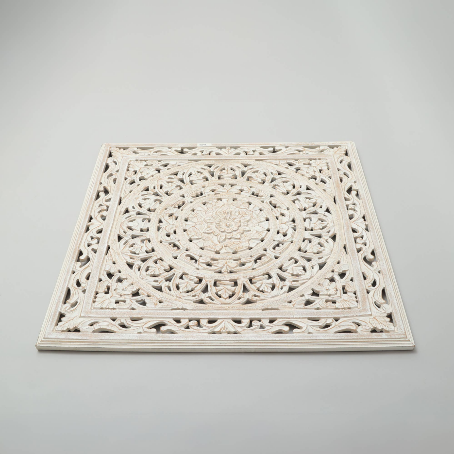 White Square Shape Handcrafted Wooden Wall Decor 36inchx36inch Elegant Home Accent - view 6