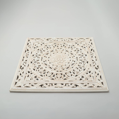 White Square Shape Handcrafted Wooden Wall Decor 36inchx36inch Elegant Home Accent - view 6