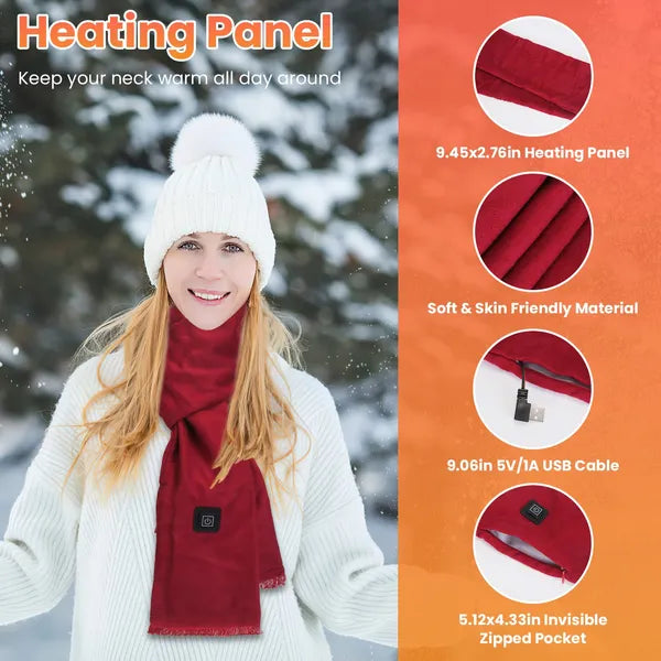Electric Heated Winter Scarf USB Heating Neck Wrap Unisex Heated Neck Shawl Soft Warm Scarves With 3 Heating Modes - view 2