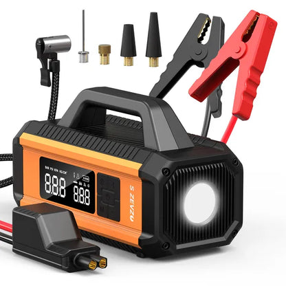 S ZEVZO 2 In 1 Car Jump Starter With Air Compressor Air Inflator Battery Charge Jumper Booster Power Bank Flashlight - view 5