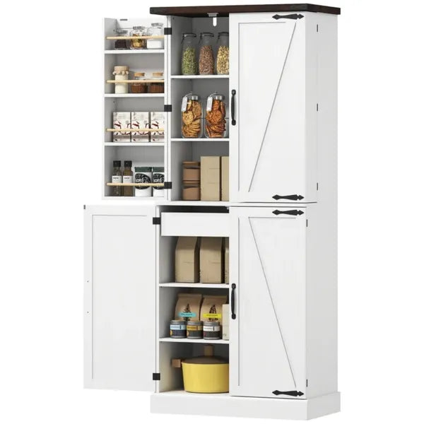 Rustic Barn Style Storage Cabinet With Adjustable Shelves 29.9 Inches X 15.7 Inches X 72 Inches For Kitchen - view 4