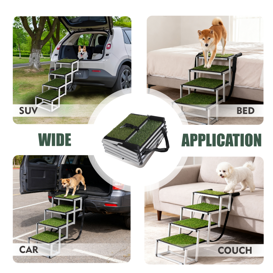 Foldable Dog Ramp For Cars, SUVs, Trucks, Portable Pet Dog Stairs For Large Dogs With Non-Slip Surface & Reinforced - view 3