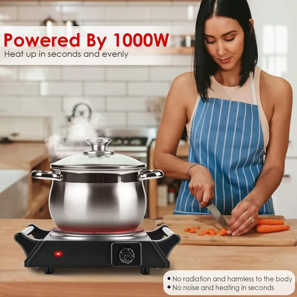 Electric Single Burner Portable Heating Hot Plate Stove Countertop RV Hotplate With 5 Temperature Stepless Adjustments