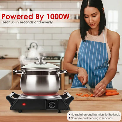 Electric Single Burner Portable Heating Hot Plate Stove Countertop RV Hotplate With 5 Temperature Stepless Adjustments