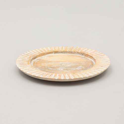 Handcrafted Wood White Charger Plate Wooden Dinning Placemat Artisan Wood Tableware - view 2