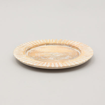 Handcrafted Wood White Charger Plate Wooden Dinning Placemat Artisan Wood Tableware - view 2