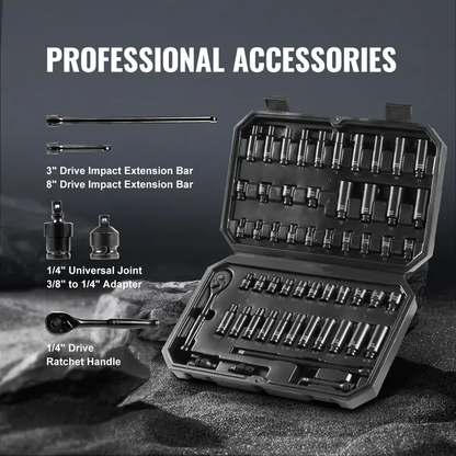 VEVOR Impact Sockets Set 55pcs 6-Point Drive Bit Ratchet Tool Kit Case - view 4