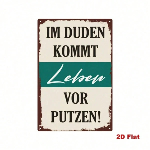 Vintage German Humorous Metal Sign, Quirky Life Quotes 2D Flat Art Wall Decor - view 2