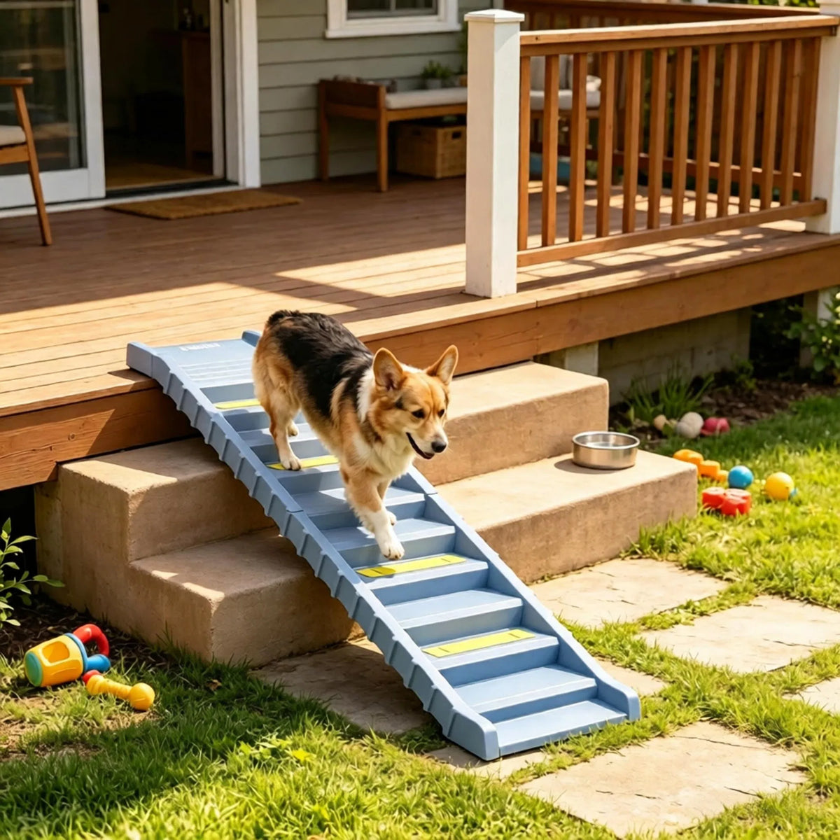 Gray Portable Dog Ramp Foldable Stairs for Medium Small Dogs to Get on Car Truck SUV - view 7