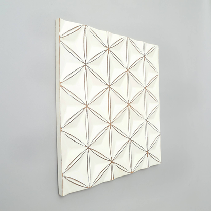 White Square Shape Handcrafted MDF Wall Decor 16inchx16inch Elegant Home Accent - view 3