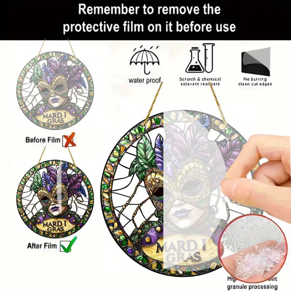 Colorful Suncatcher Hanging Decor Acrylic Mask Glass Effect Room Garden Porch Party Scene Decoration Gift - view 8