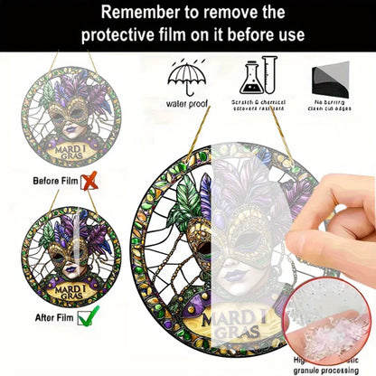 Colorful Suncatcher Hanging Decor Acrylic Mask Glass Effect Room Garden Porch Party Scene Decoration Gift - view 8