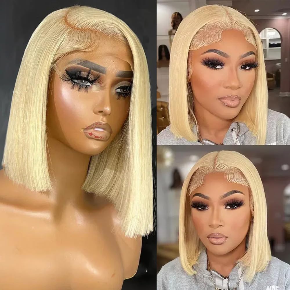13x4 Lace Front Bob Wig, Color 613 Straight, Density - view 2