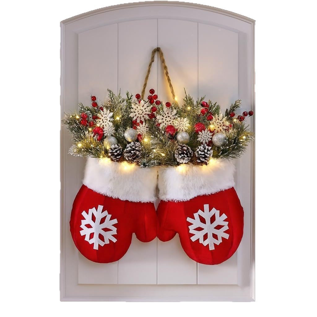 Glittering Christmas Gloves Wreath Christmas Wreath - view 4