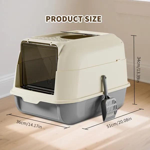 Extra Large Dual-Entry Cat Litter Box, Convertible Open&Enclosed, Gray, Odor Control, Easy Clean - view 5