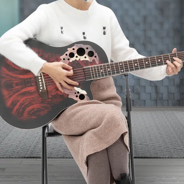 41 Inch Full-Size Cutaway Acoustic-Electric Guitar Grape Voice Hole Spruce Top Round Back Sunset Red - view 6