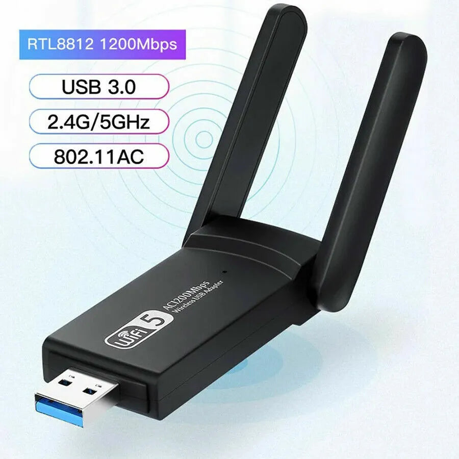 1200Mbps Long Range AC1200 Dual Band 5GHz Wireless USB 3.0 WiFi Adapter Antennas - view 3