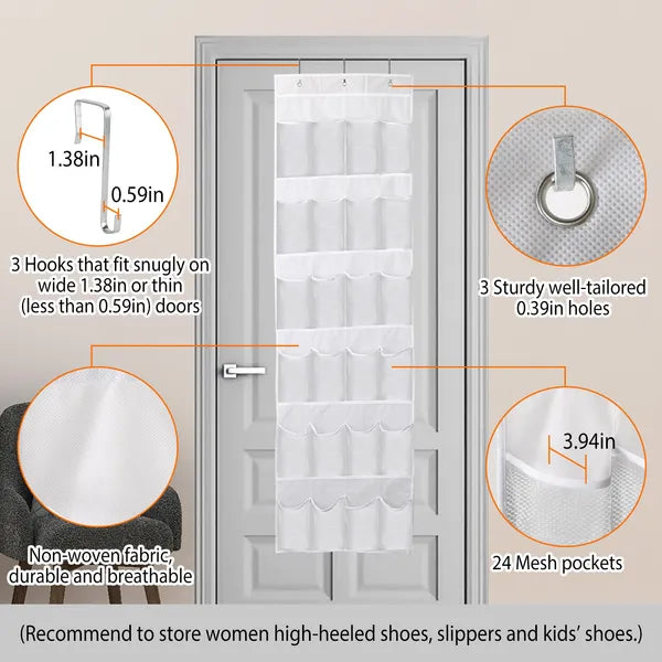 1Pc Over The Door Shoes Rack 24-Pocket Crystal Clear Organizer 6-Layer Hanging Storage Shelf For Shoes Slippers Small - view 5
