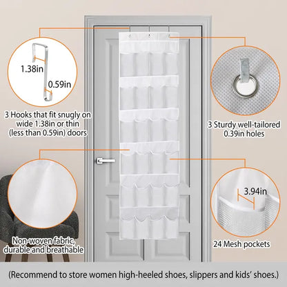 1Pc Over The Door Shoes Rack 24-Pocket Crystal Clear Organizer 6-Layer Hanging Storage Shelf For Shoes Slippers Small - view 5