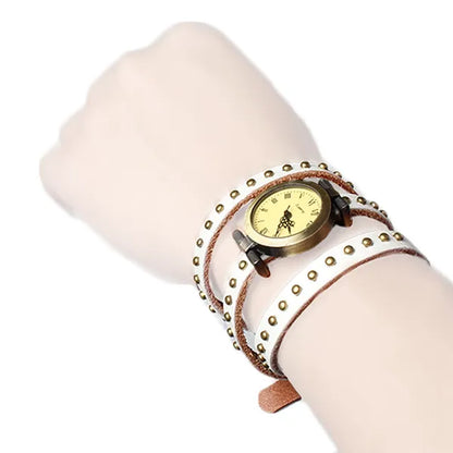 Fashionable Rivet Leather Belt Retro Watch Hand Chain - view 2