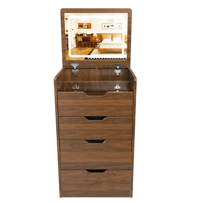 3-in-1 Vanity Desk with Lighted Mirror & Stool, Flip Top Makeup Dressing Table, Compact Storage for Bedroom, Bathroom - view 8
