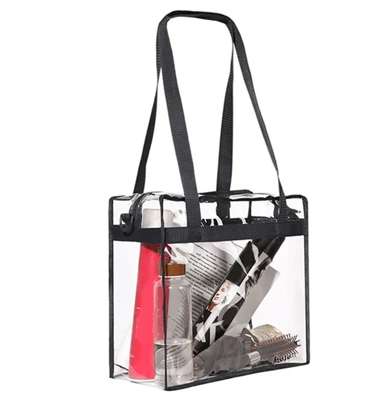 2x Clear PVC Tote Bag Women Large Transparent Handbag Zip Purse Stadium Security - view 6