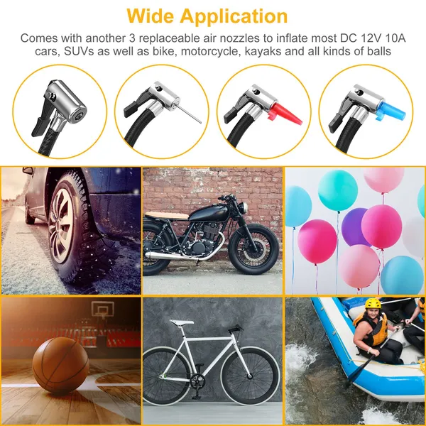 Tire Inflator 12V DC 120W 150PSI Tire W LCD Electric Air Compressor 25L Min Large Air Flow - view 4