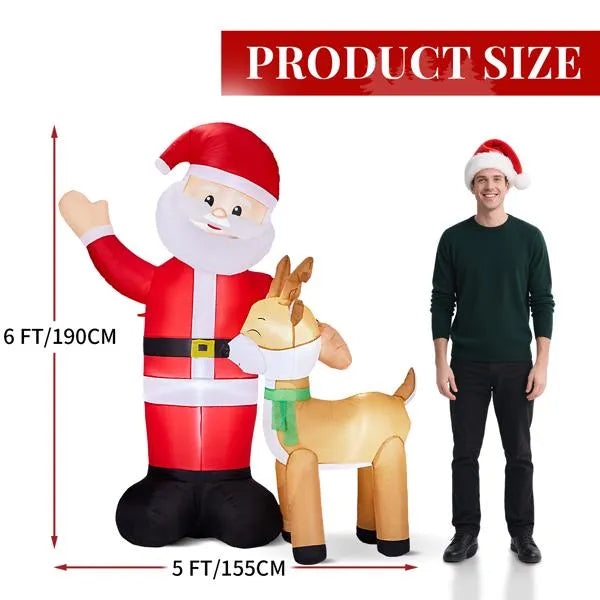 6.3FT Lighted Christmas Inflatable Decoration, Inflatable Santa And Reindeer - view 7