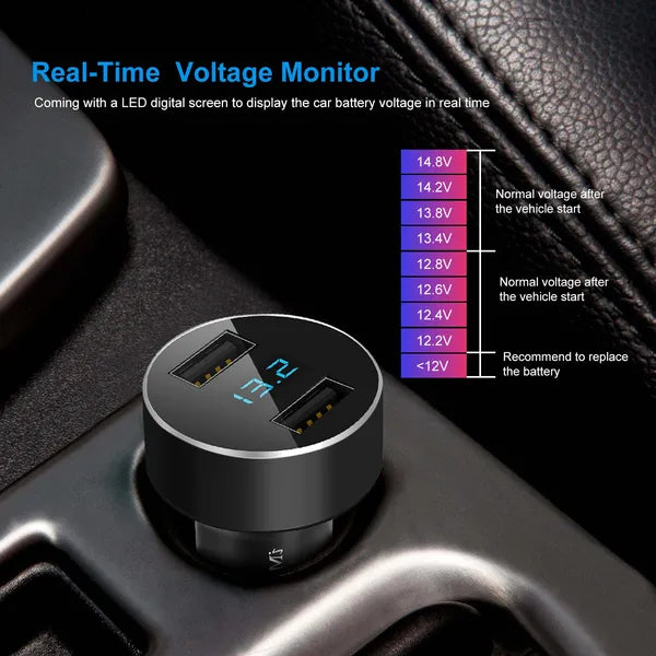 Universal 15W/3.1A Dual USB Car Charger Adapter Aluminum Alloy Fast Car Charging Adapter For IPhone XR XS Tablet PC - view 4