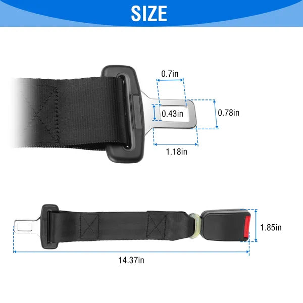 2Pcs Car Seat Belt Extender 14.37in Buckle Tongue Webbing Extension Safety Belt - view 3