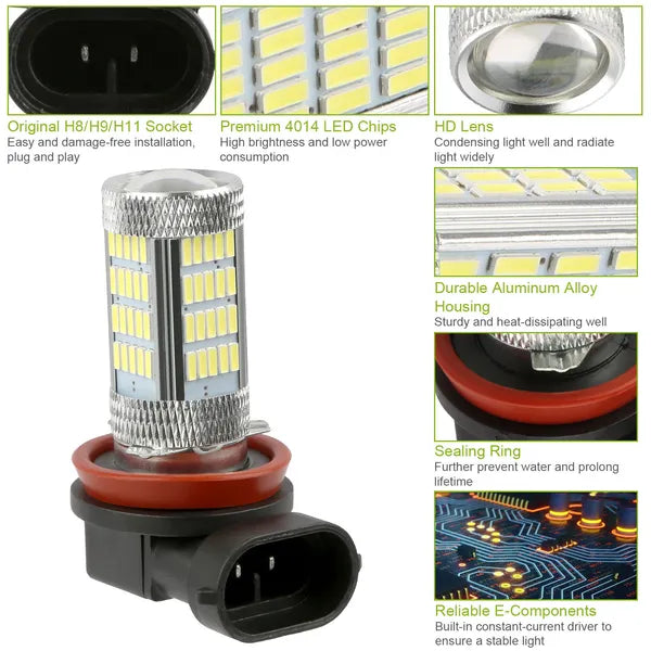 2PCS 800lm H8/H9 / H11 LED Fog DRL Light Bulb IP65 Water-Resistant 360° Beam Angle 6000K White - view 3