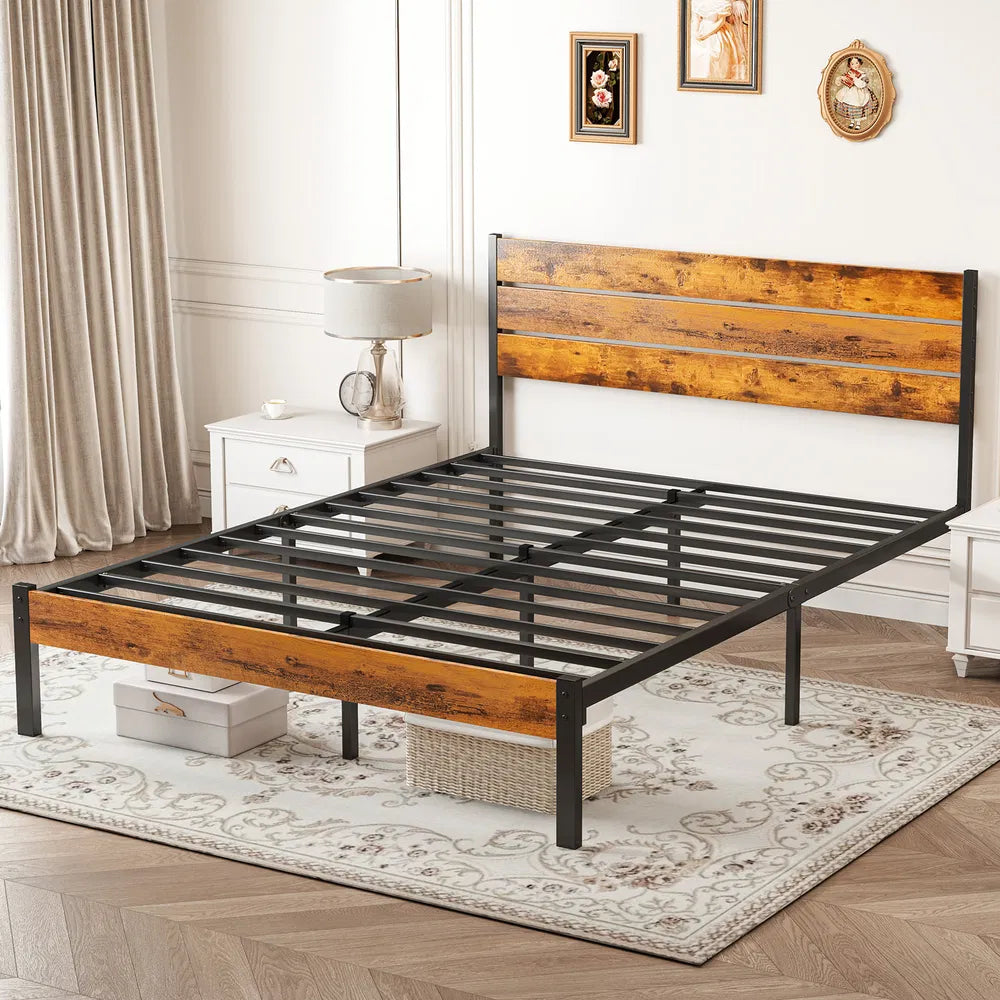 Metal Platform Bed Frame - Mattress Foundation With Headboard And And Footboard - view 7