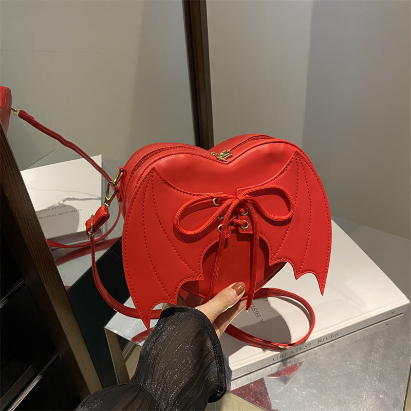 Heart Shape Bag Strap Design Bat Wings One Shoulder Crossbody Bag - view 3