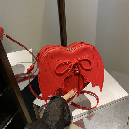 Heart Shape Bag Strap Design Bat Wings One Shoulder Crossbody Bag - view 3