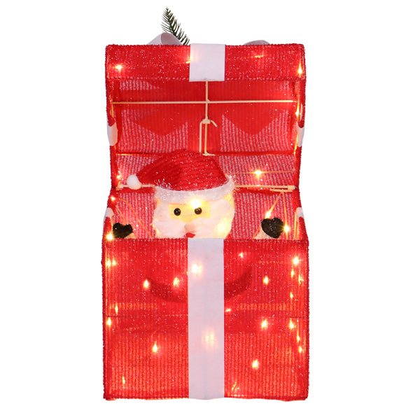 12in Motorized Pop-up Gift Box With Santa, Outdoor Christmas Decorations With Motor & 60 LED Lights - view 3