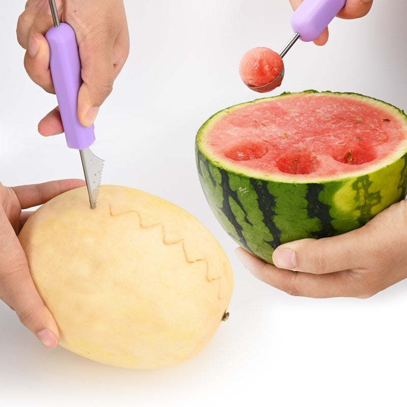 3-in-1 Fruit Digger Fruit Carving Knife Set Cutter Fruit Platter Separator Kitchen Gadgets Watermelon Ice Cream Baller - view 8