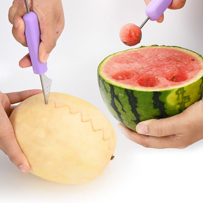 3-in-1 Fruit Digger Fruit Carving Knife Set Cutter Fruit Platter Separator Kitchen Gadgets Watermelon Ice Cream Baller - view 8